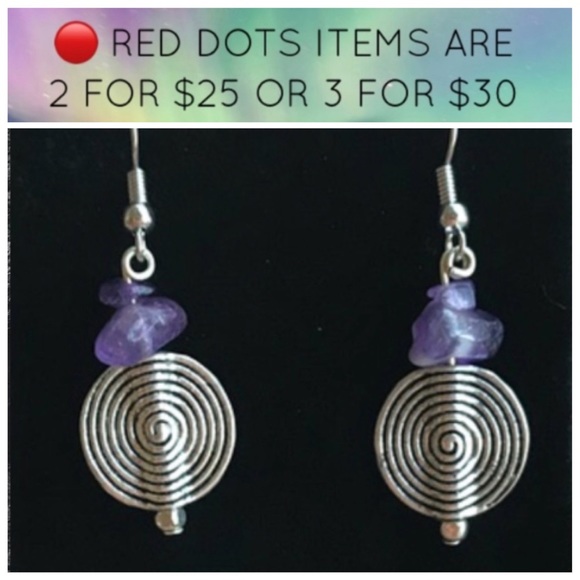 Silverskylight Jewelry - 🔴SALE ! Boho spiral genuine amethyst earrings